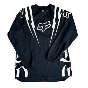 Fox Racing Motocross Black Shirt Long Sleeve V-Neck Logo Men's Size XL